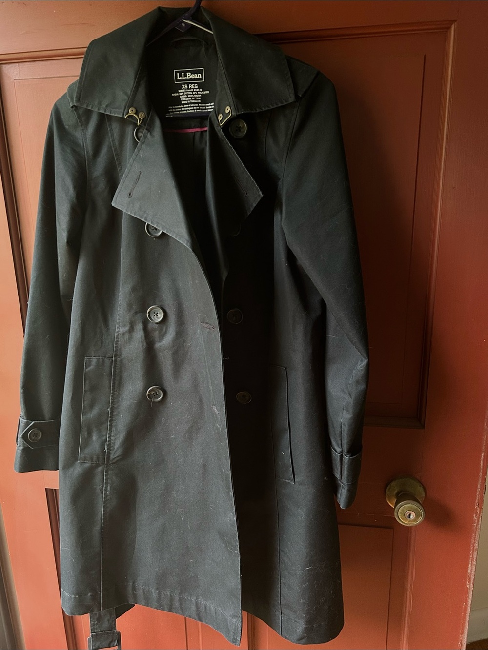 L.L. Bean Women's Black Double-Breasted Trench Coat